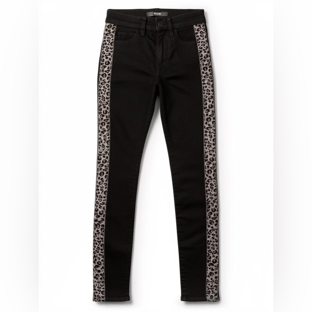 Joe’s Jeans High Rise Skinny Ankle Jeans Leopard Side Stripe Black Size 23 NWT